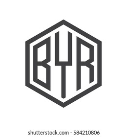 initial three letter logo hexagon black