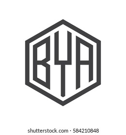 initial three letter logo hexagon black