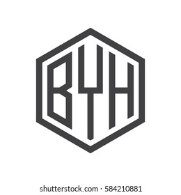 initial three letter logo hexagon black