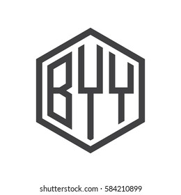 initial three letter logo hexagon black