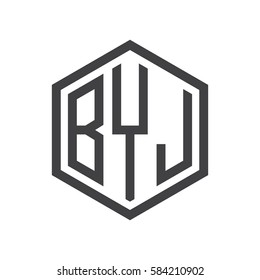 initial three letter logo hexagon black