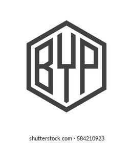 initial three letter logo hexagon black