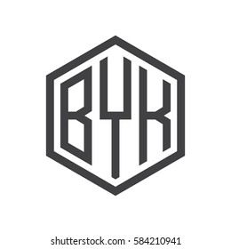 initial three letter logo hexagon black