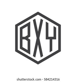 initial three letter logo hexagon black