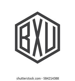 initial three letter logo hexagon black