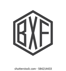 initial three letter logo hexagon black