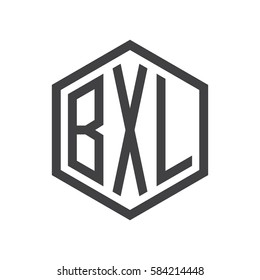 initial three letter logo hexagon black
