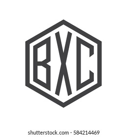 initial three letter logo hexagon black