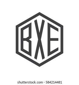 initial three letter logo hexagon black