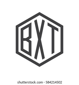 initial three letter logo hexagon black