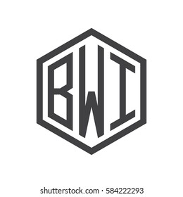 initial three letter logo hexagon black