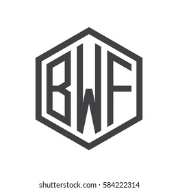 initial three letter logo hexagon black