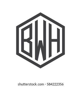 initial three letter logo hexagon black