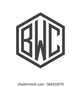initial three letter logo hexagon black