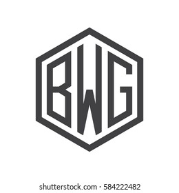 initial three letter logo hexagon black