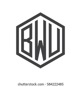 initial three letter logo hexagon black