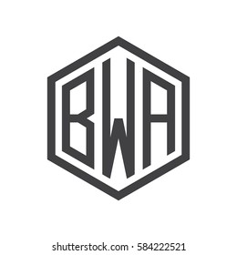 initial three letter logo hexagon black