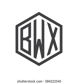 initial three letter logo hexagon black