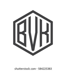 initial three letter logo hexagon black