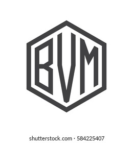 initial three letter logo hexagon black