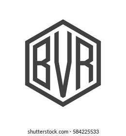initial three letter logo hexagon black