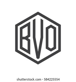initial three letter logo hexagon black