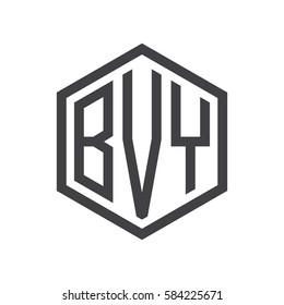 initial three letter logo hexagon black