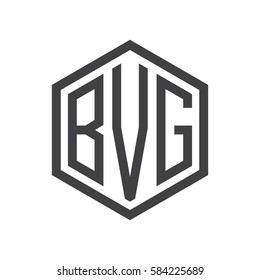 initial three letter logo hexagon black