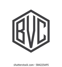 initial three letter logo hexagon black