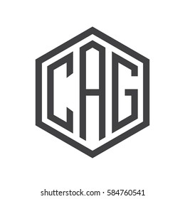 initial three letter logo hexagon black