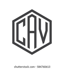 initial three letter logo hexagon black