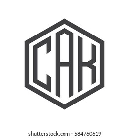 initial three letter logo hexagon black