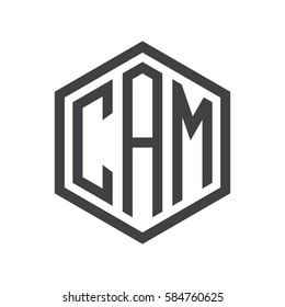 initial three letter logo hexagon black