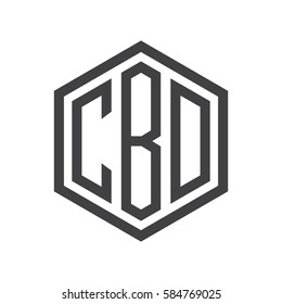 initial three letter logo hexagon black
