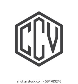 initial three letter logo hexagon black