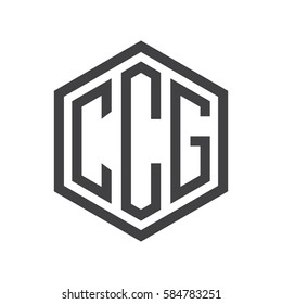 initial three letter logo hexagon black