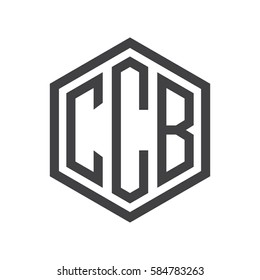 initial three letter logo hexagon black