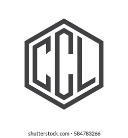 initial three letter logo hexagon black
