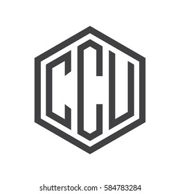 initial three letter logo hexagon black