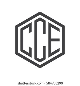 initial three letter logo hexagon black