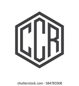 initial three letter logo hexagon black