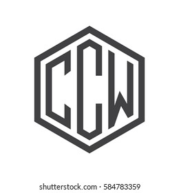 initial three letter logo hexagon black