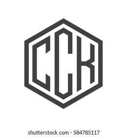 initial three letter logo hexagon black