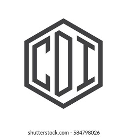 initial three letter logo hexagon black