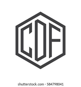 initial three letter logo hexagon black