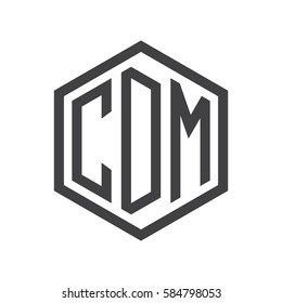 initial three letter logo hexagon black