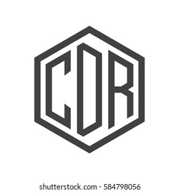 initial three letter logo hexagon black