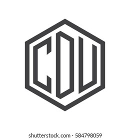 initial three letter logo hexagon black