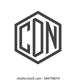 initial three letter logo hexagon black