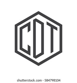 initial three letter logo hexagon black